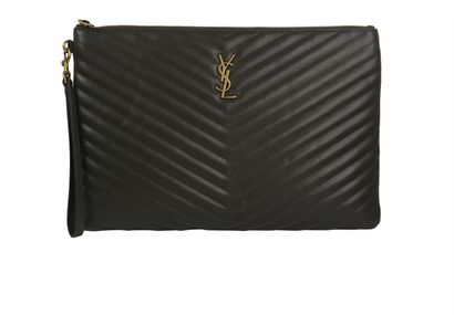 Quilted Monogram Clutch, front view